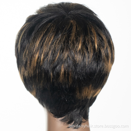 Front Natural Cuticle Aligned Machine Made Bob Wig Short Curl  Virgin  Hair Peruvian Human Hair Wigs for Black Woman